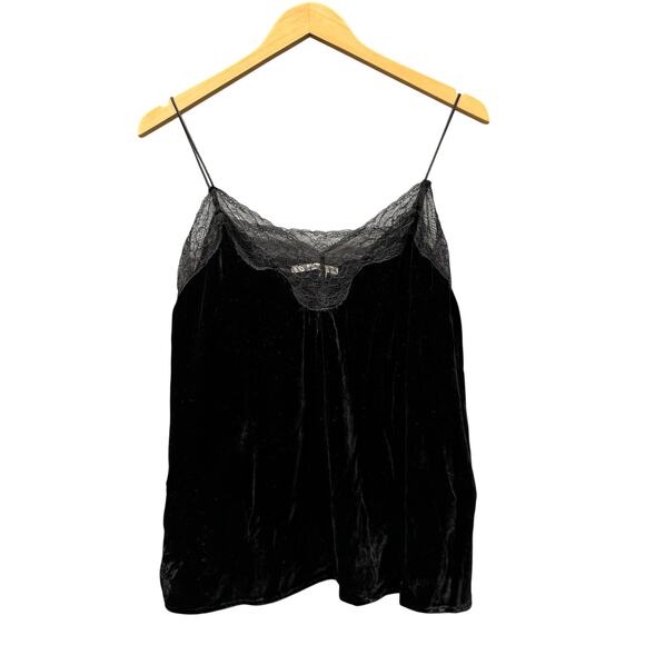 ba&sh Tops - ba&sh Viera Camisole Top Black Velvet Silk Lace Cami Tank Womens US 6 INT M
